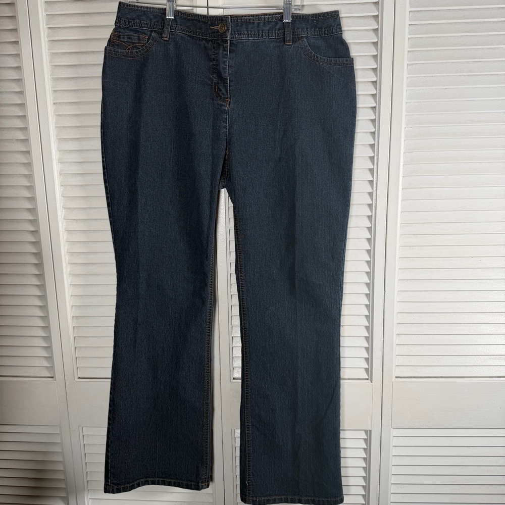 Contrast Jeans Size 14 Bootcut Mid Rise Dark Wash‎ Stretch Denim Pants